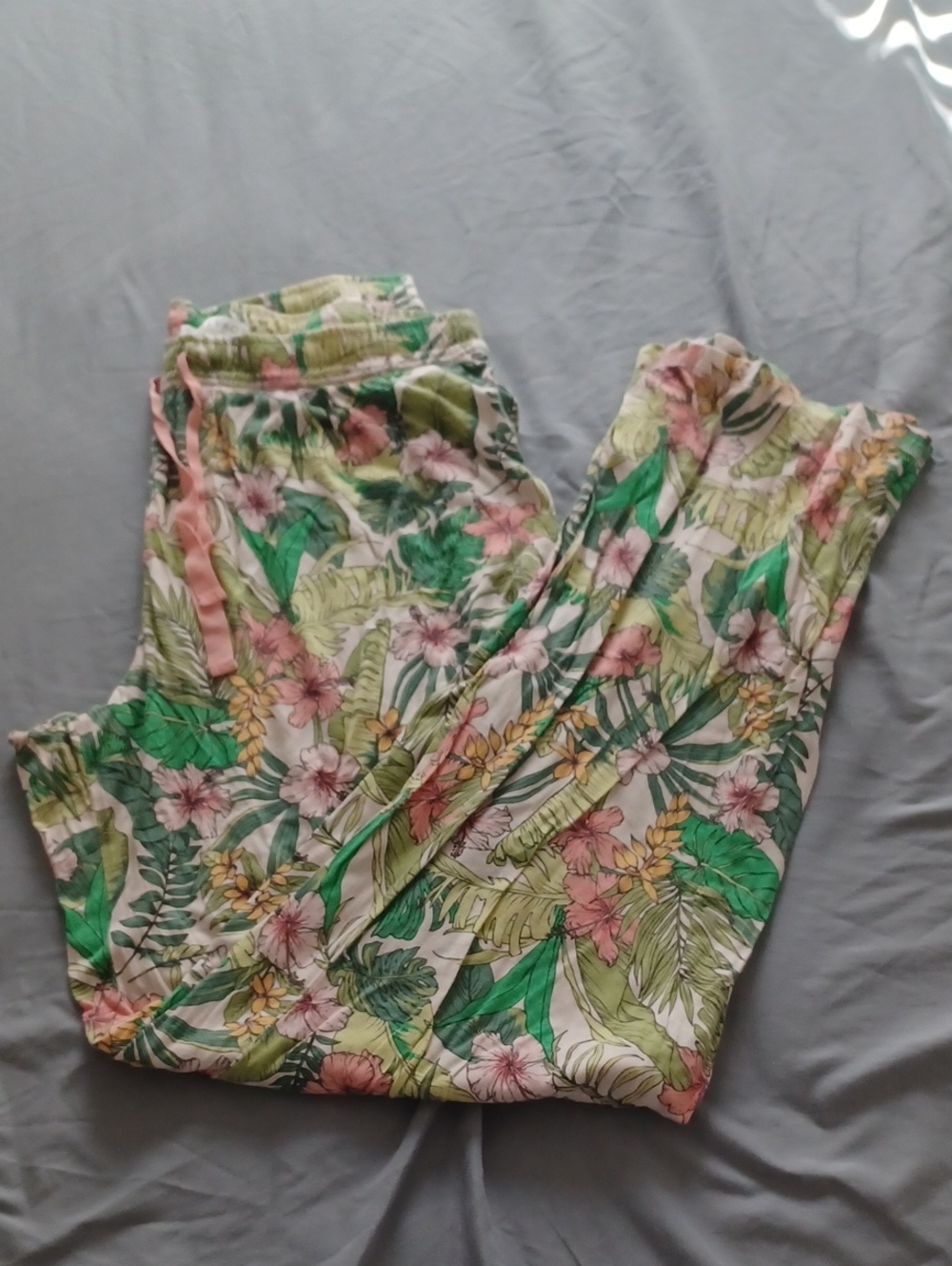 P.J. Salvage Tropical Floral Joggers - Pink & Green Medium